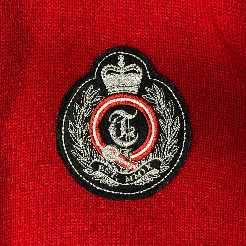 Y2K Taikun Supreme Commander Red Knit Cardigan Jacket Crest Patch Varsity XL - Picture 4 of 5